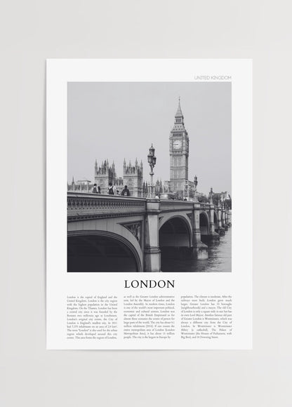 Monochrome artwork of Big Ben and Westminster Bridge in London