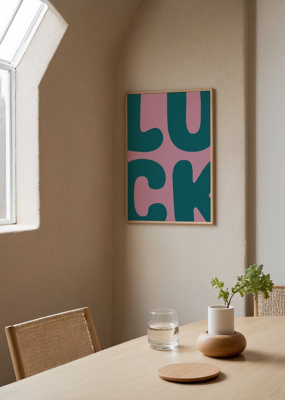 Bold typography artwork featuring the word &