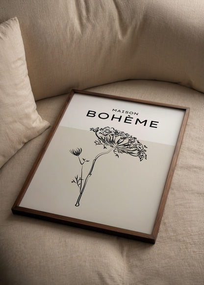 Bohème Floral Elegance Wall Art Print featuring a minimalist flower illustration.
