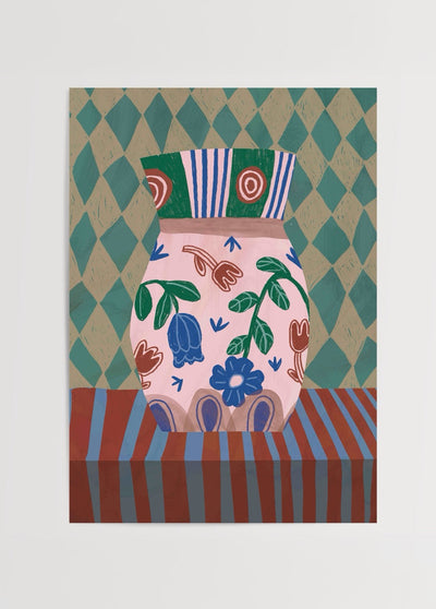 Maximalist Checked Vase Poster Print