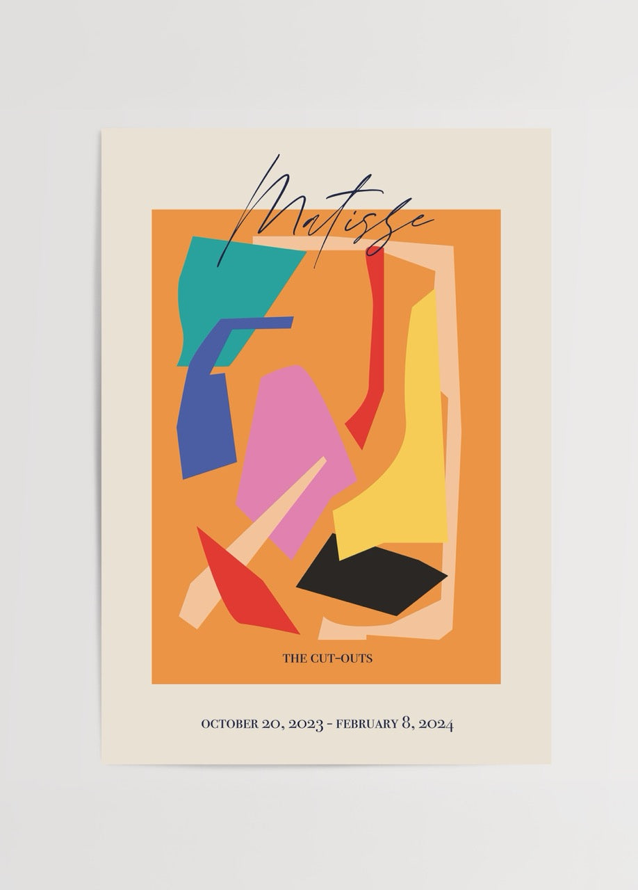 Vibrant abstract cut-outs wall art in bold colours for modern decor.