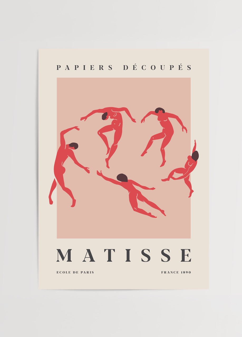 Dynamic red dancers wall art print adding energy to a modern interior