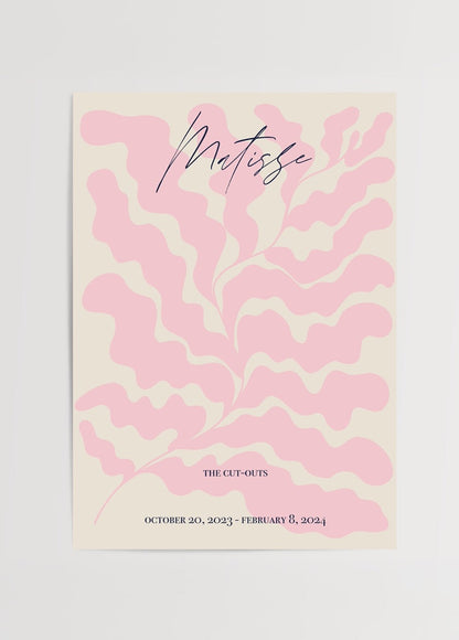 Pink Cut-Outs modern art poster with fluid shapes