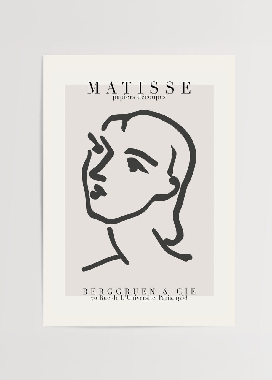 Elegant line drawing portrait artwork in minimalist style.