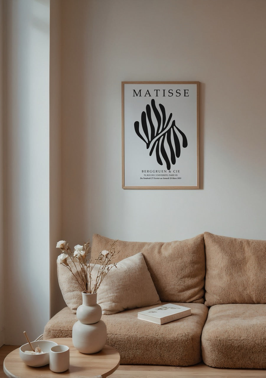 Elegant Silhouette Leaf Art Print in black and white