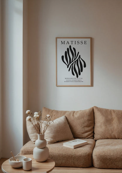 Elegant Silhouette Leaf Art Print in black and white
