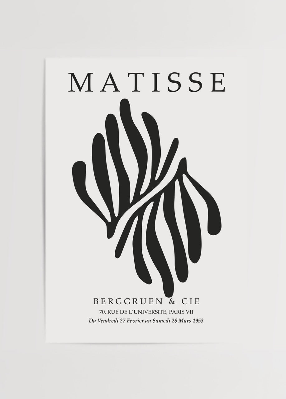 Elegant Silhouette Leaf Art Print in black and white