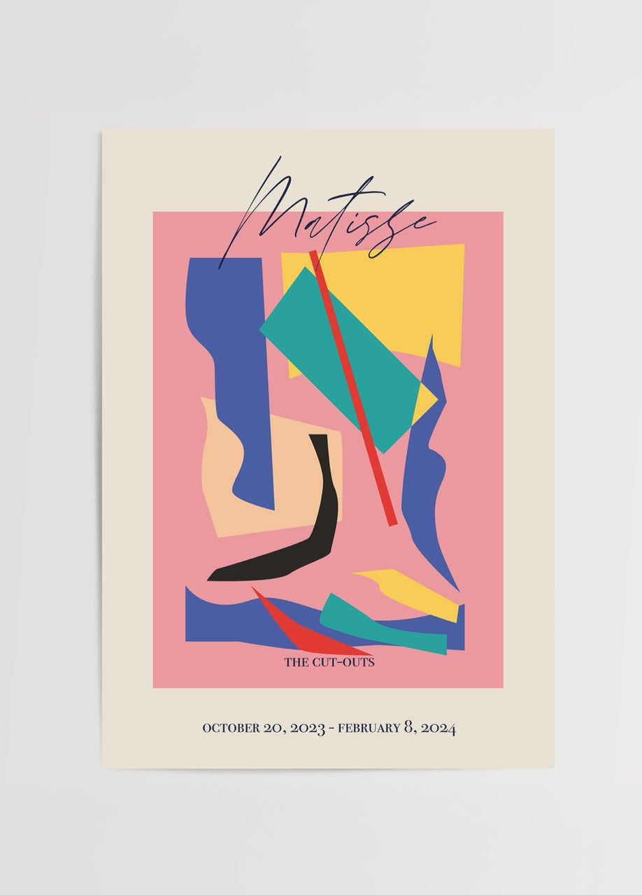 Vibrant cut-outs poster in bold colours for wall art decoration