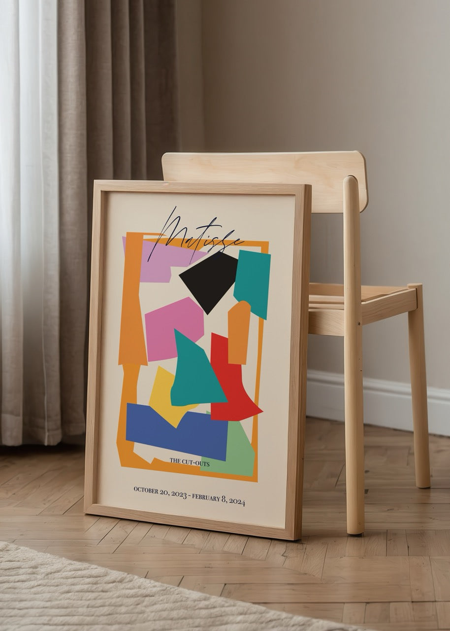 Vibrant cut-outs wall art featuring bold colours and shapes.
