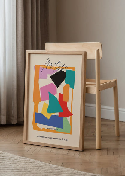 Vibrant cut-outs wall art featuring bold colours and shapes.