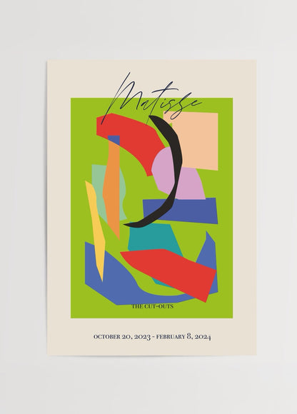 Colorful modern cut-out wall art with bold shapes and vibrant hues.