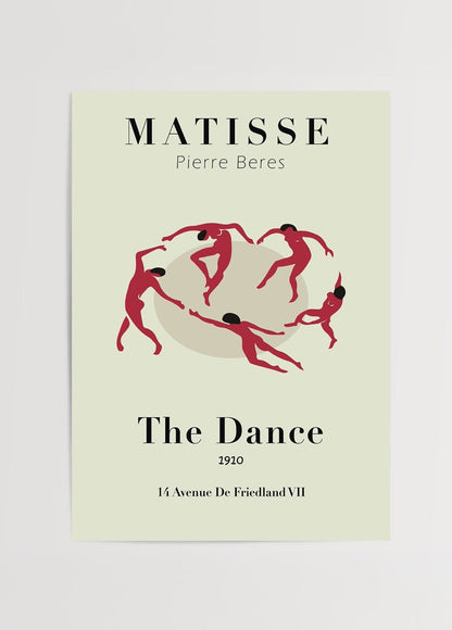 Dynamic Harmony: The Dance poster featuring fluid red figures on a soft background.