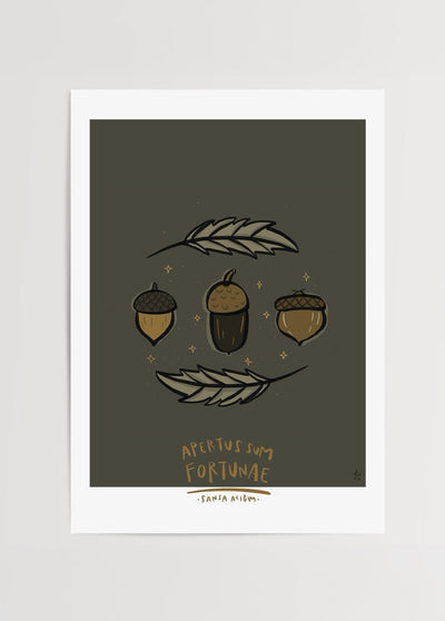 Oak Acorn ‘Luck’ Themed Illustrated Poster Print