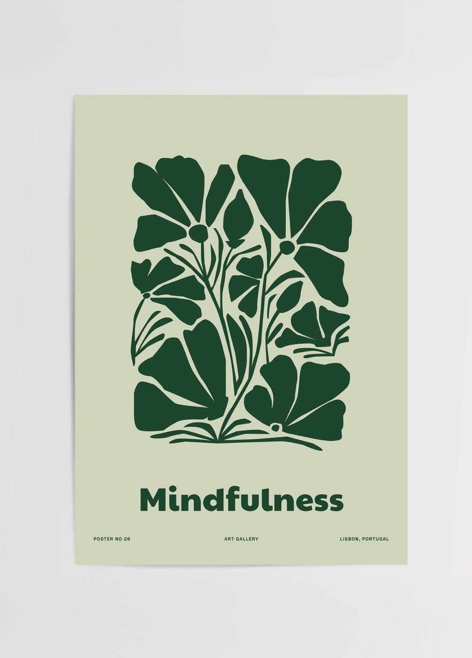 Mindful Garden – Poster No. 26 featuring green foliage on a pastel background.