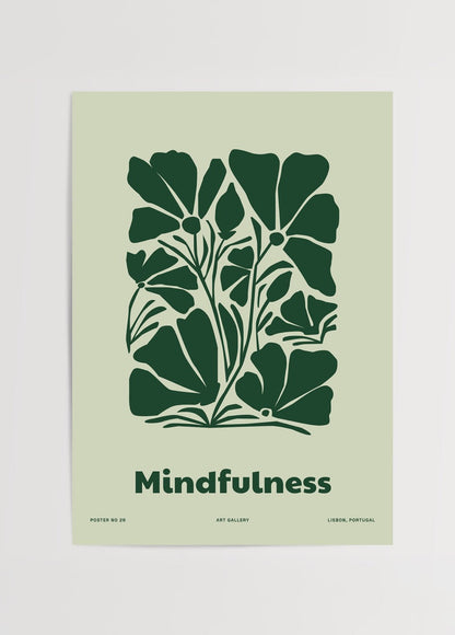 Mindful Garden – Poster No. 26 featuring green foliage on a pastel background.