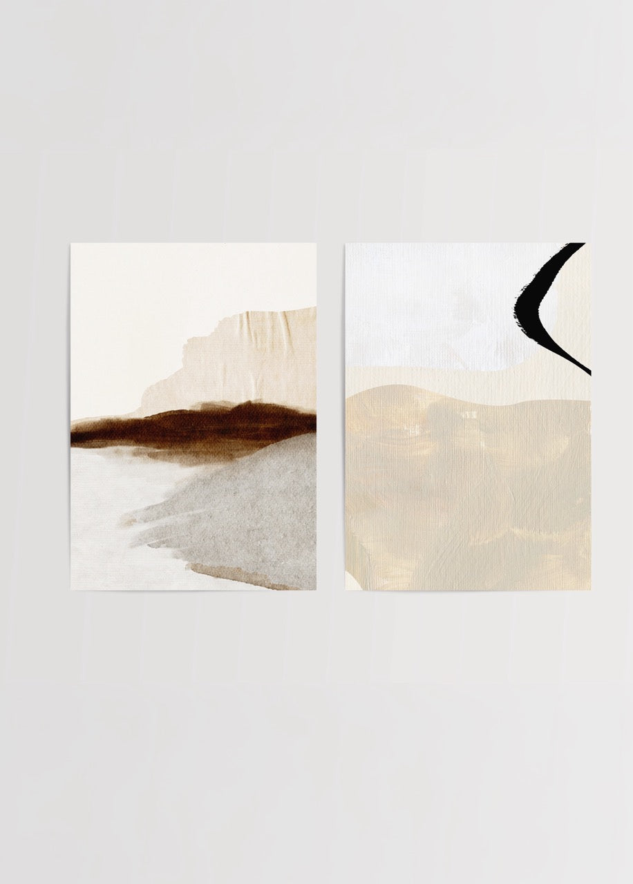 Minimal Abstract Landscape and Brush Strokes Poster Set, perfect for modern interiors.