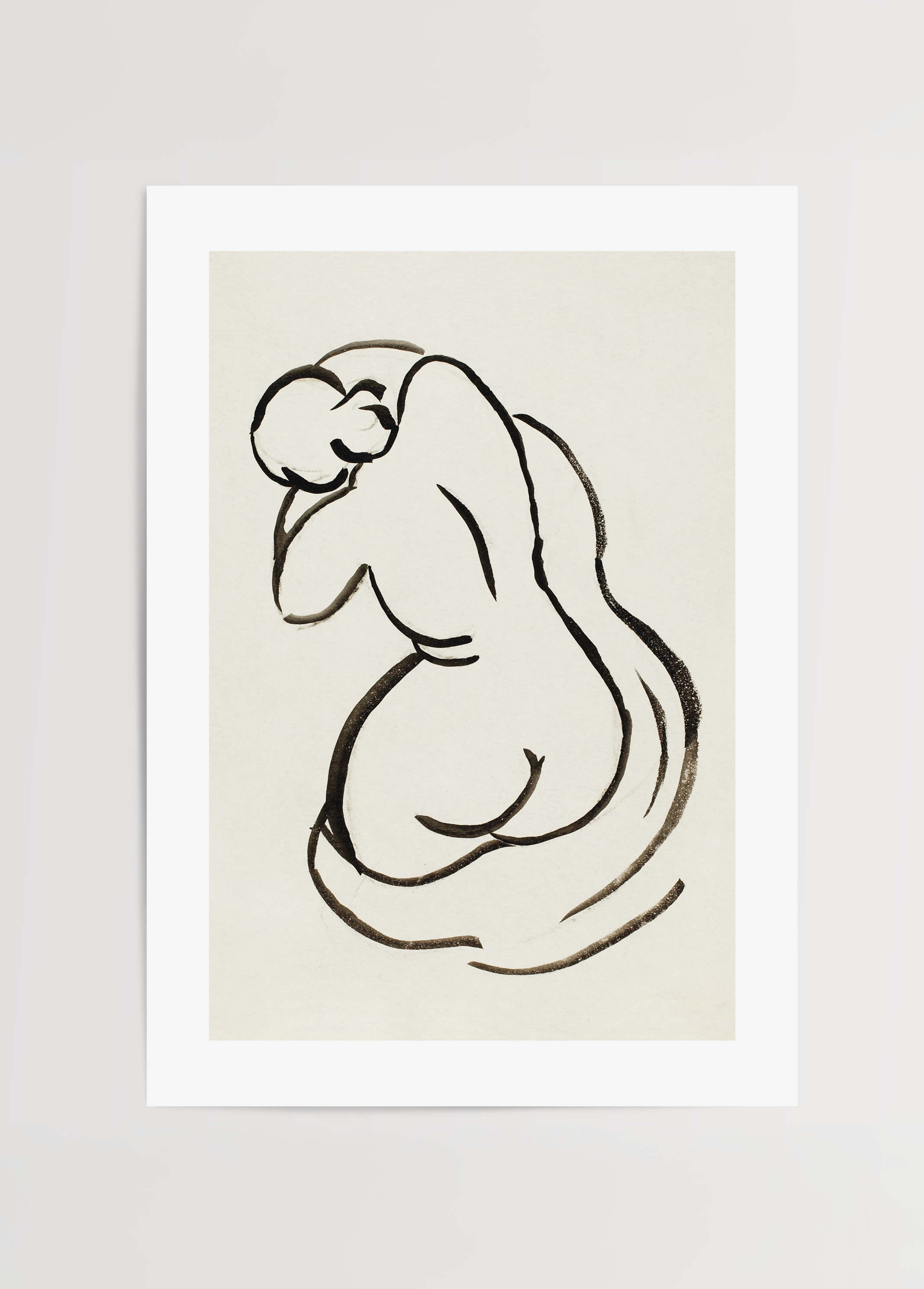 Minimalist line drawing of a female figure art print.