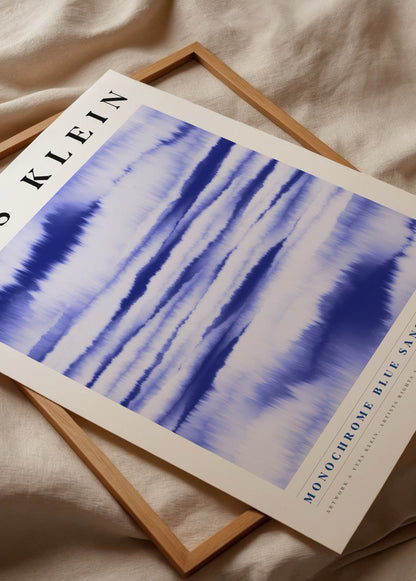 Abstract artwork featuring ethereal blue waves perfect for wall decor.