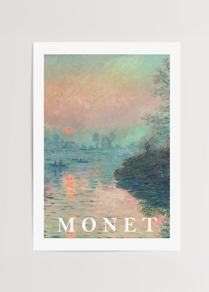 Ethereal waterscape print depicting a tranquil dawn scene.