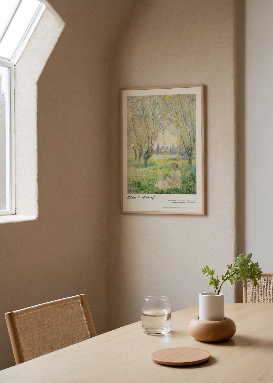A serene pastoral scene featuring soft greens and natural light, perfect for wall art.