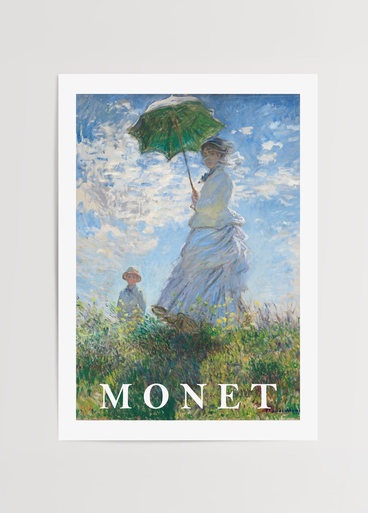 A vibrant poster of a woman with a parasol in an impressionist style.
