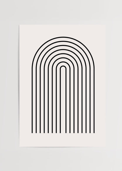 Minimalist poster print featuring elegant curved black lines on a light background.