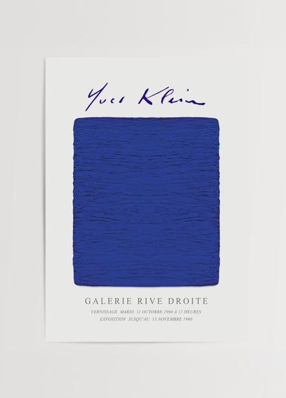 Deep blue abstract wall art print on textured background.