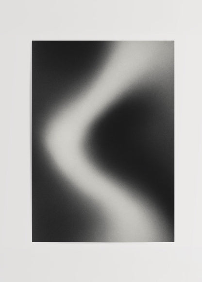 Abstract black and white gradient artwork titled "Monochrome Flow" for modern interiors.