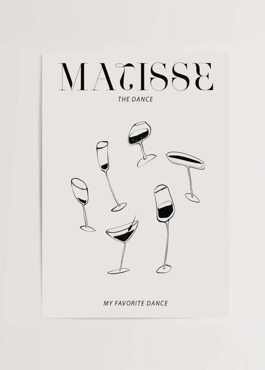 Elegant wall art featuring minimalist drinkware in a dance-like arrangement.