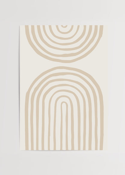 Minimalist poster featuring beige arch lines on a light background.