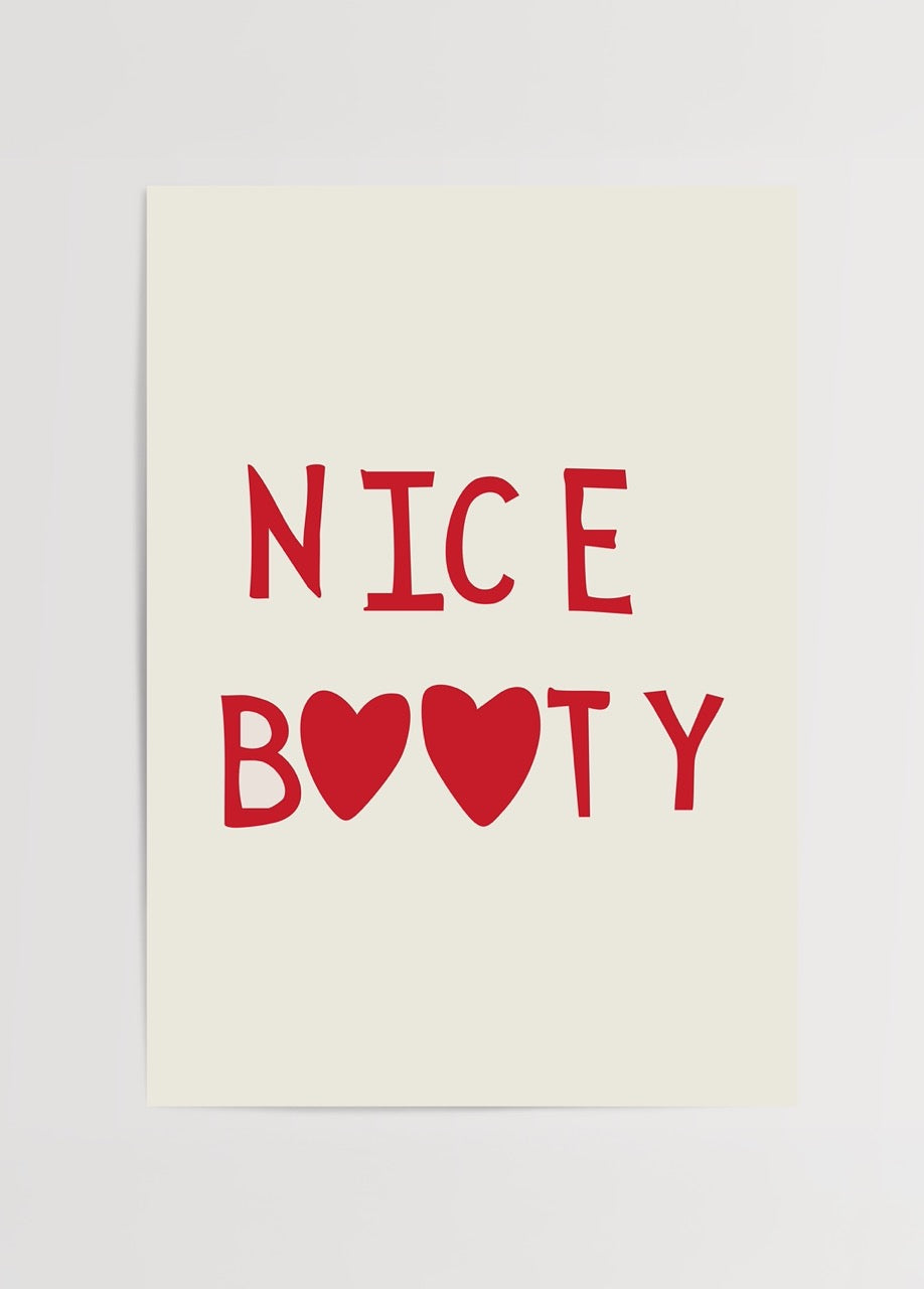 Charming Curves Typography Wall Art in red and beige