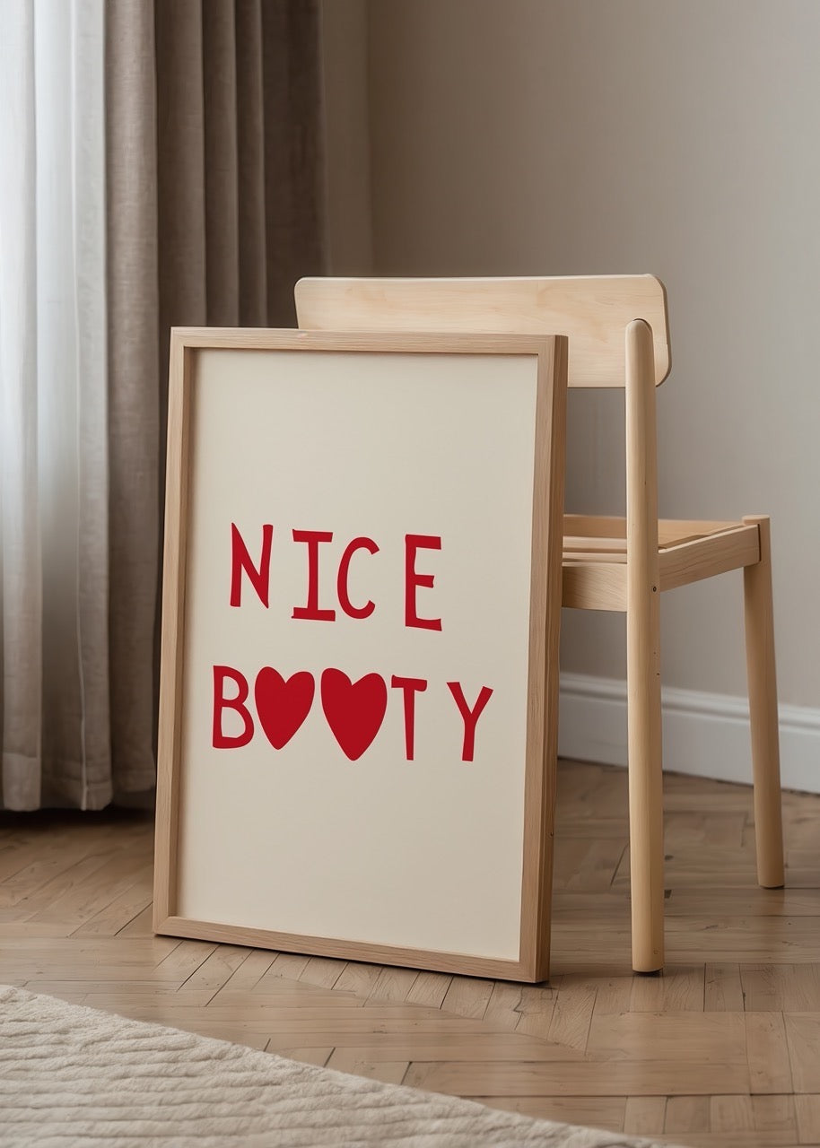 Charming Curves Typography Wall Art in red and beige