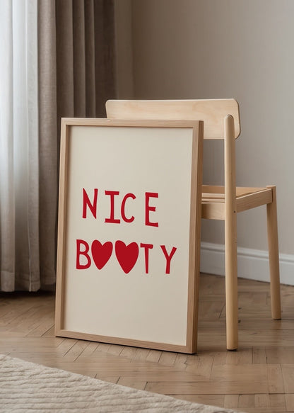 Charming Curves Typography Wall Art in red and beige