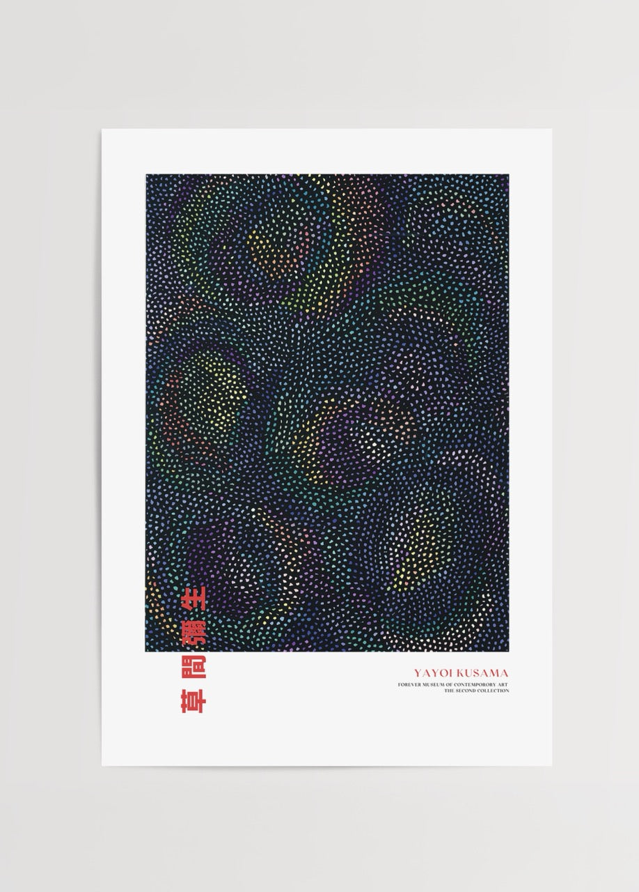 Vibrant cosmic circles wall art with multicoloured dots.