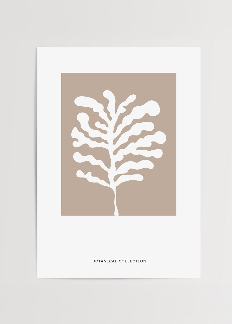 Minimalist botanical silhouette design print in beige