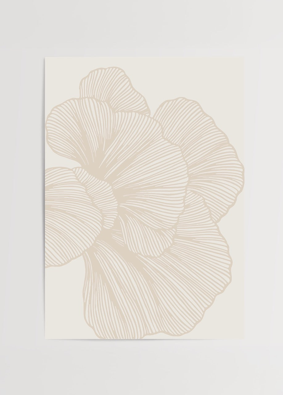 Elegant Lines II artwork featuring delicate floral linework in beige tones.