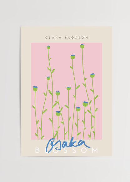 Elegant floral illustration with delicate stems and blooms in pink tones.