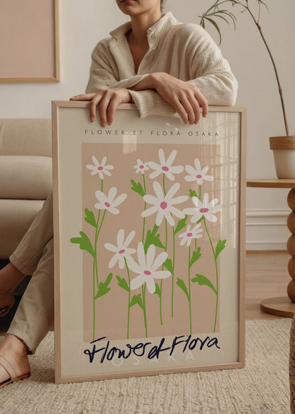 Whimsical floral print featuring delicate flowers on a beige background.
