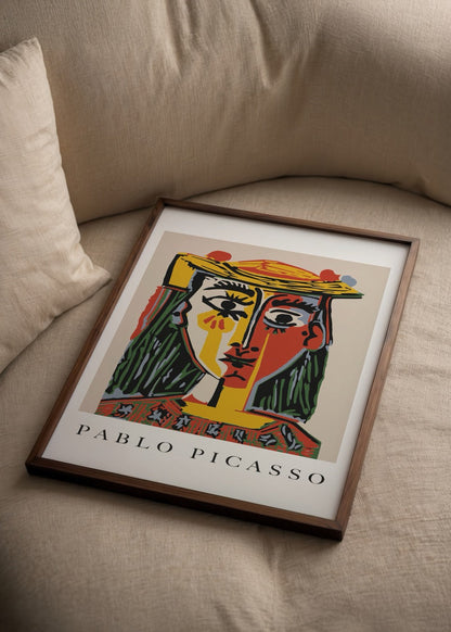 Vibrant abstract portrait art print featuring bold lines and colours.