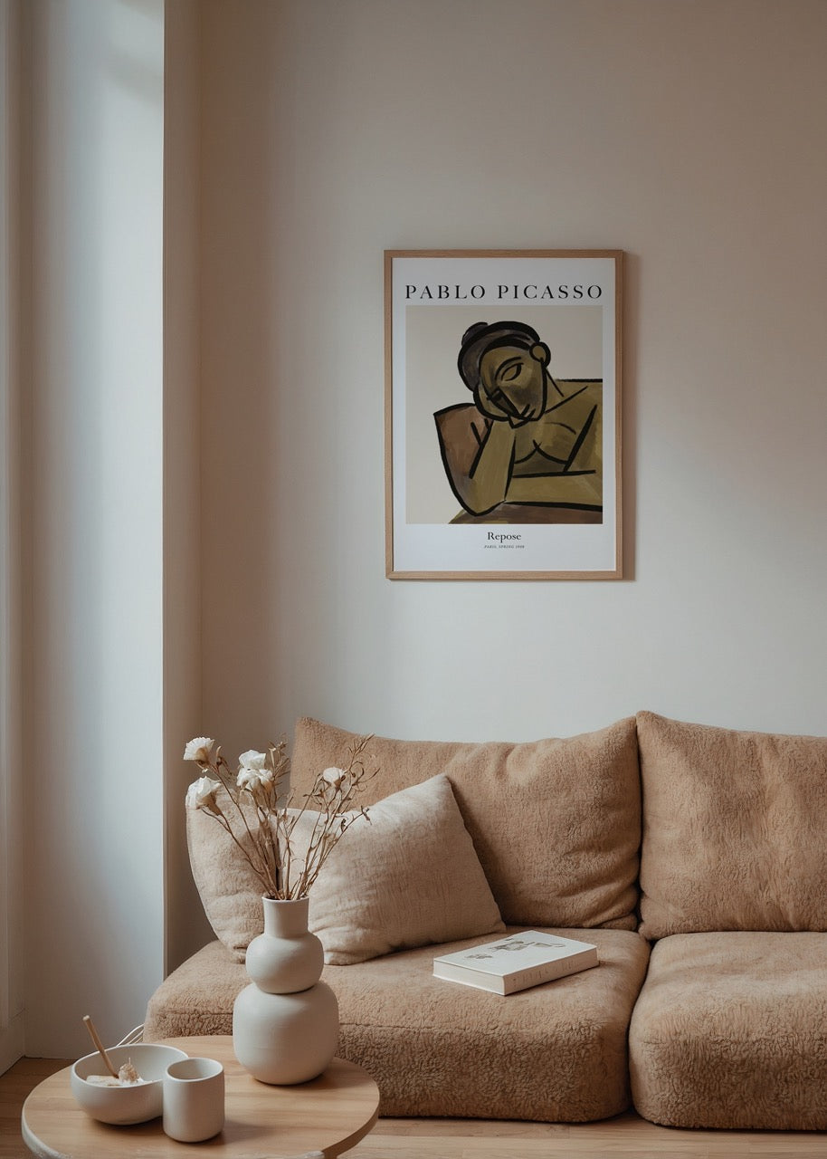 Tranquil Reflections poster art featuring a serene figure in muted tones.