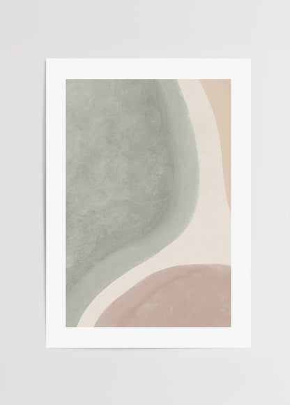 Serene organic abstract wall art in soft pastel tones.