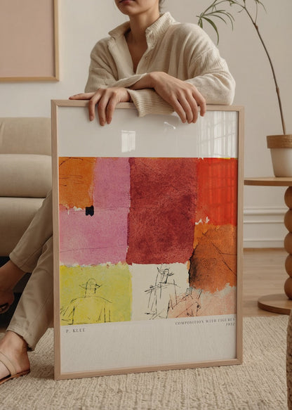 Vibrant geometric abstract wall art featuring bold colours.