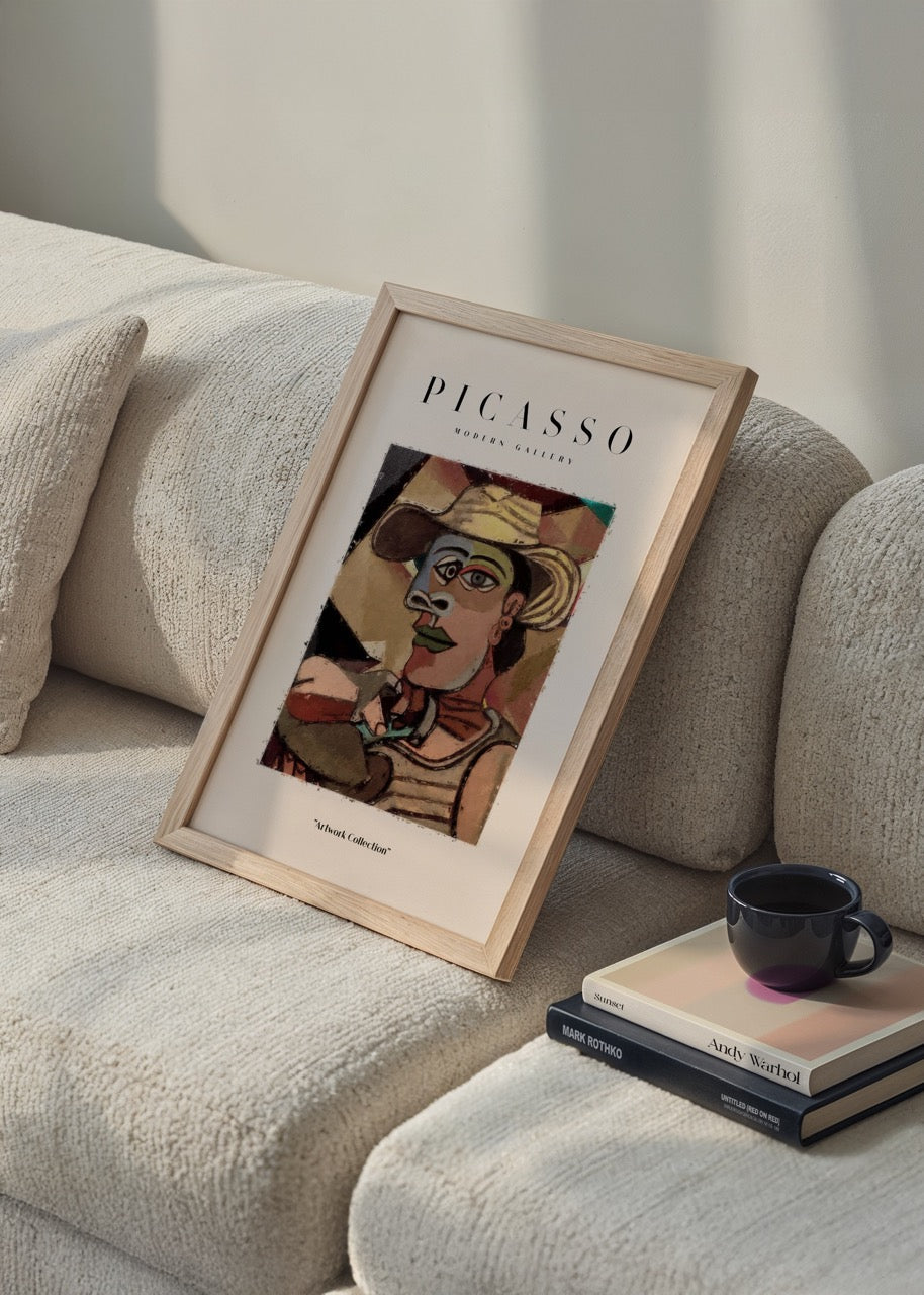Cubist portrait artwork featuring geometric shapes and modern tones.