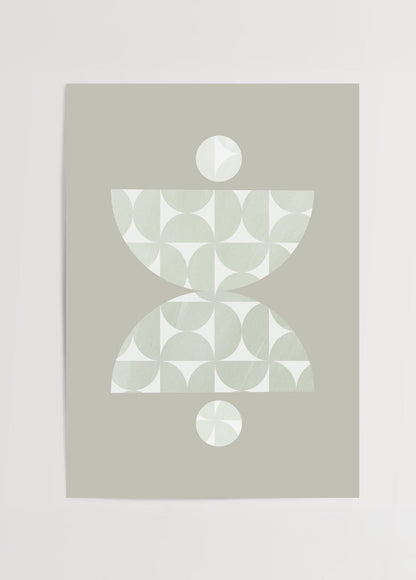 Minimalist sage green geometric wall art featuring abstract shapes.