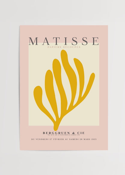 Golden Gestures art print featuring bold shapes on a pink background, ideal for modern interiors.