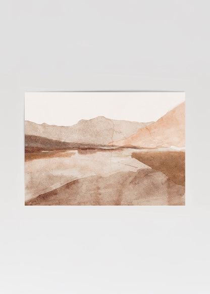 Whispers of Tranquility Artwork featuring serene landscape in warm tones.