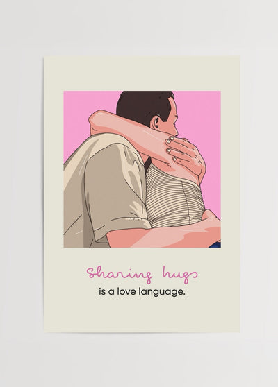 Sharing Hugs Is a Love Language’ Poster Print