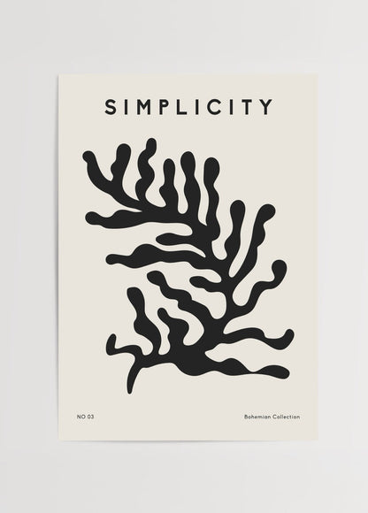 Organic Harmony Poster Art featuring bold black forms on beige background.