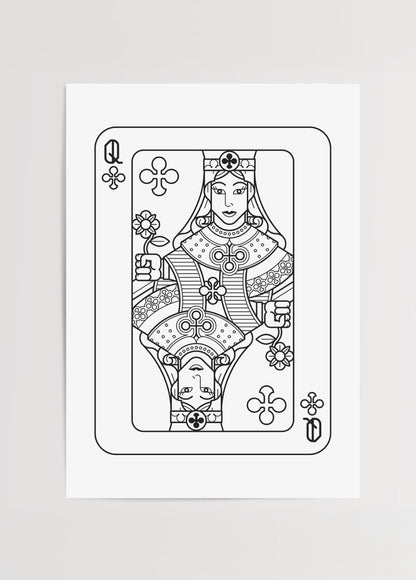 Regal Queen Card illustration print in black and white