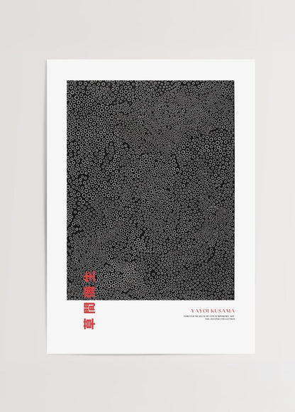 Black art print featuring intricate patterns on a dark background